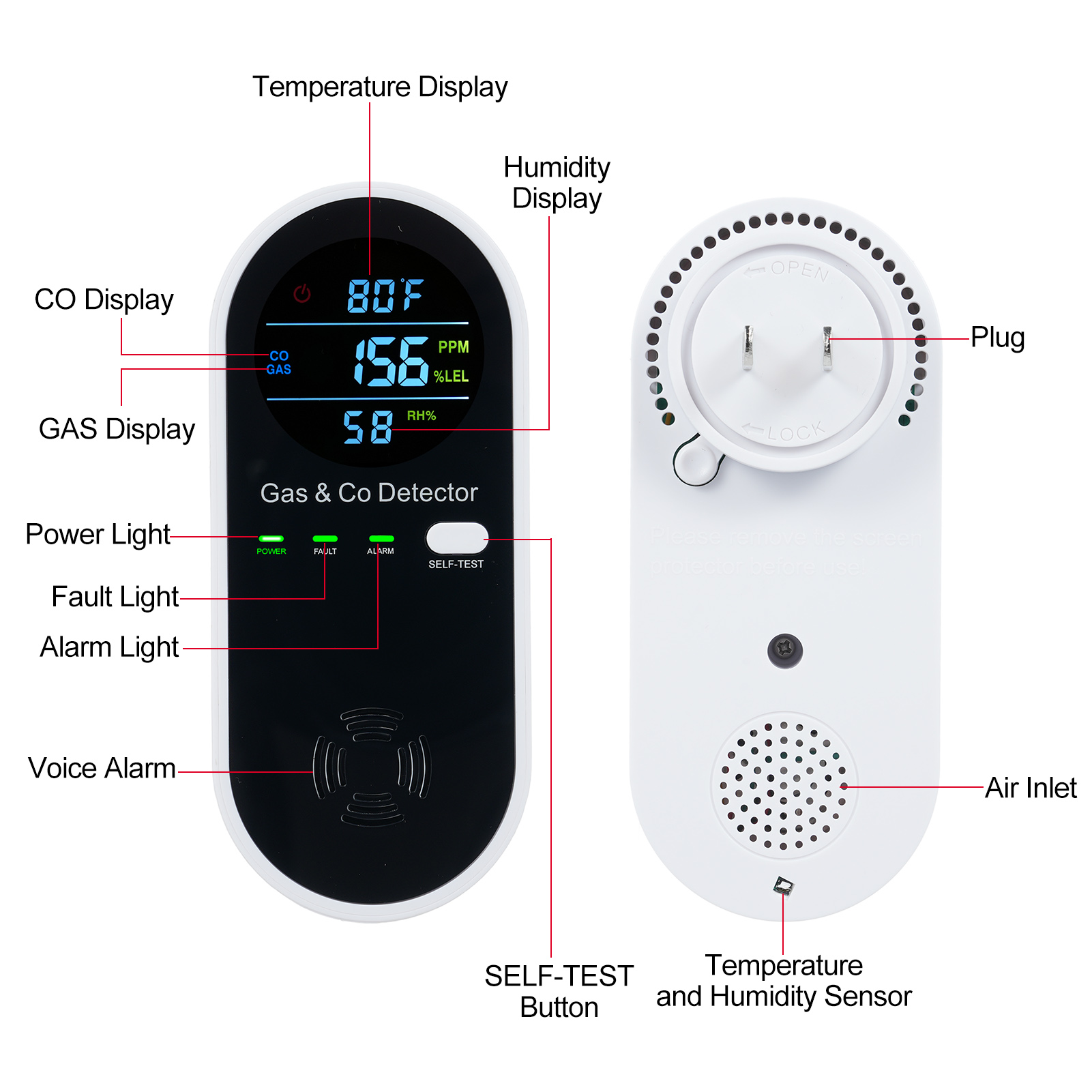 4 in 1 CO Monitor Alarm with L - Co Detector Plug recensie en prijs